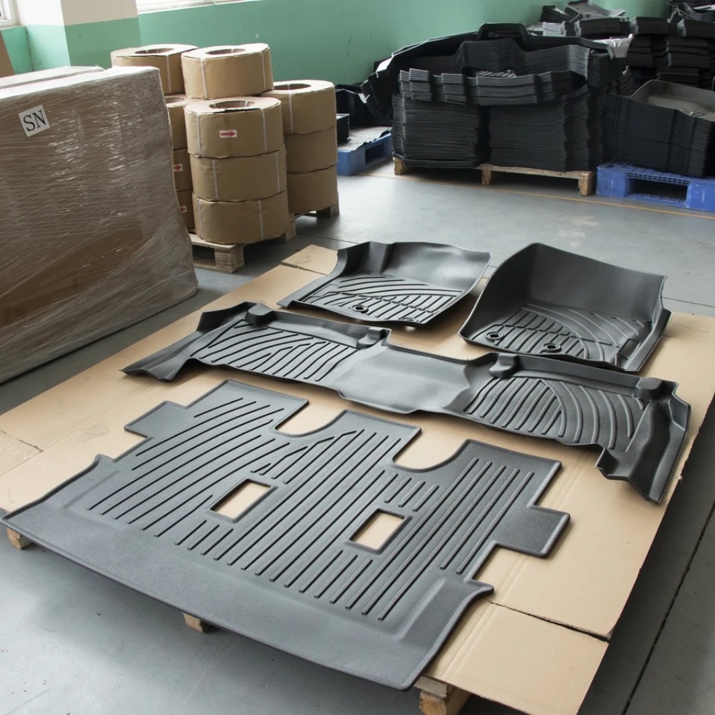 Vehicle interior fitted with a black car mat from GOCARMATS